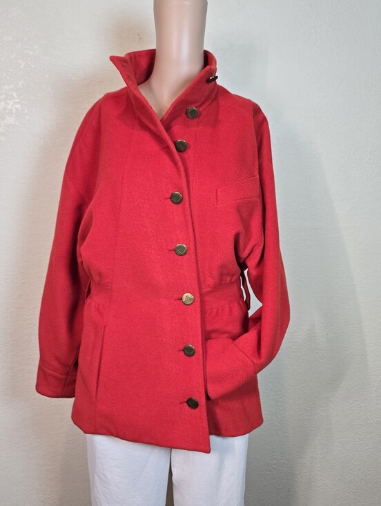 Karl Lagerfeld Jackets & Blazers - Vintage 80s Karl Lagerfeld France Red 100% Wool Coat Jacket Women's 38 ( Small)